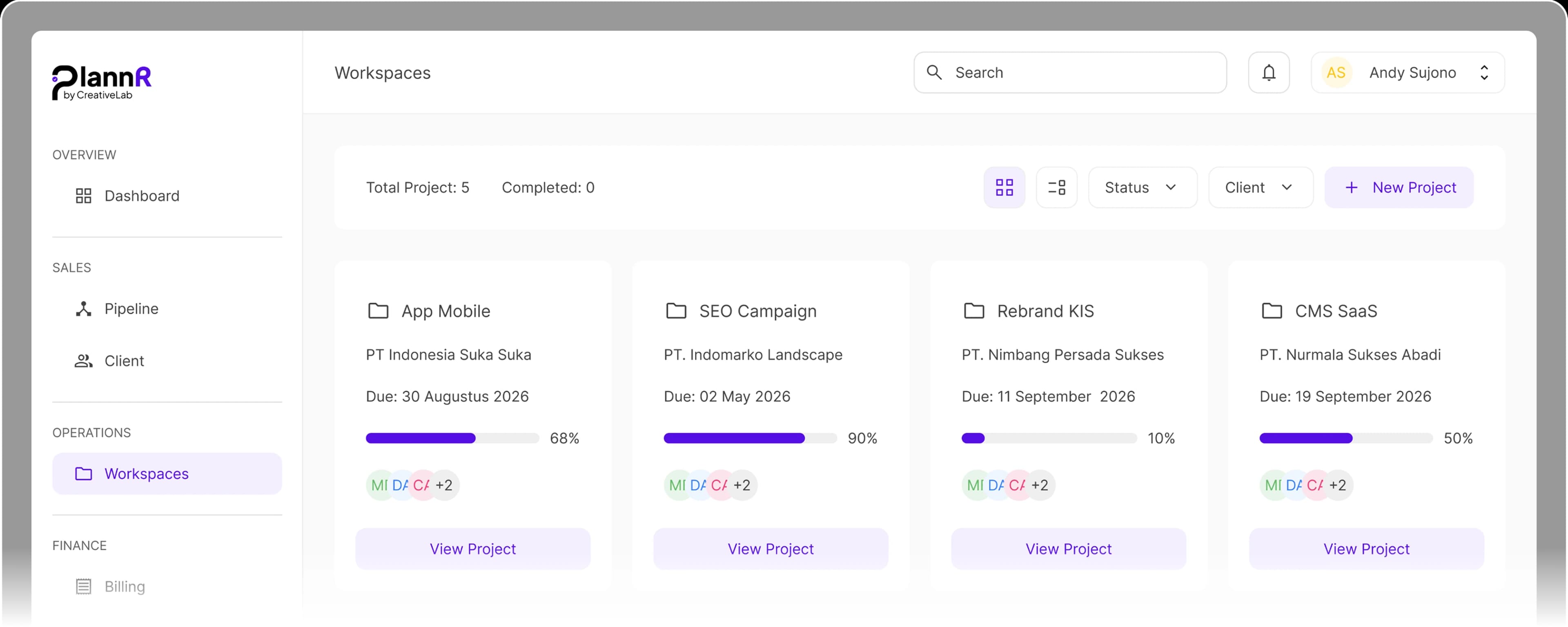 plannr Dashboard Preview