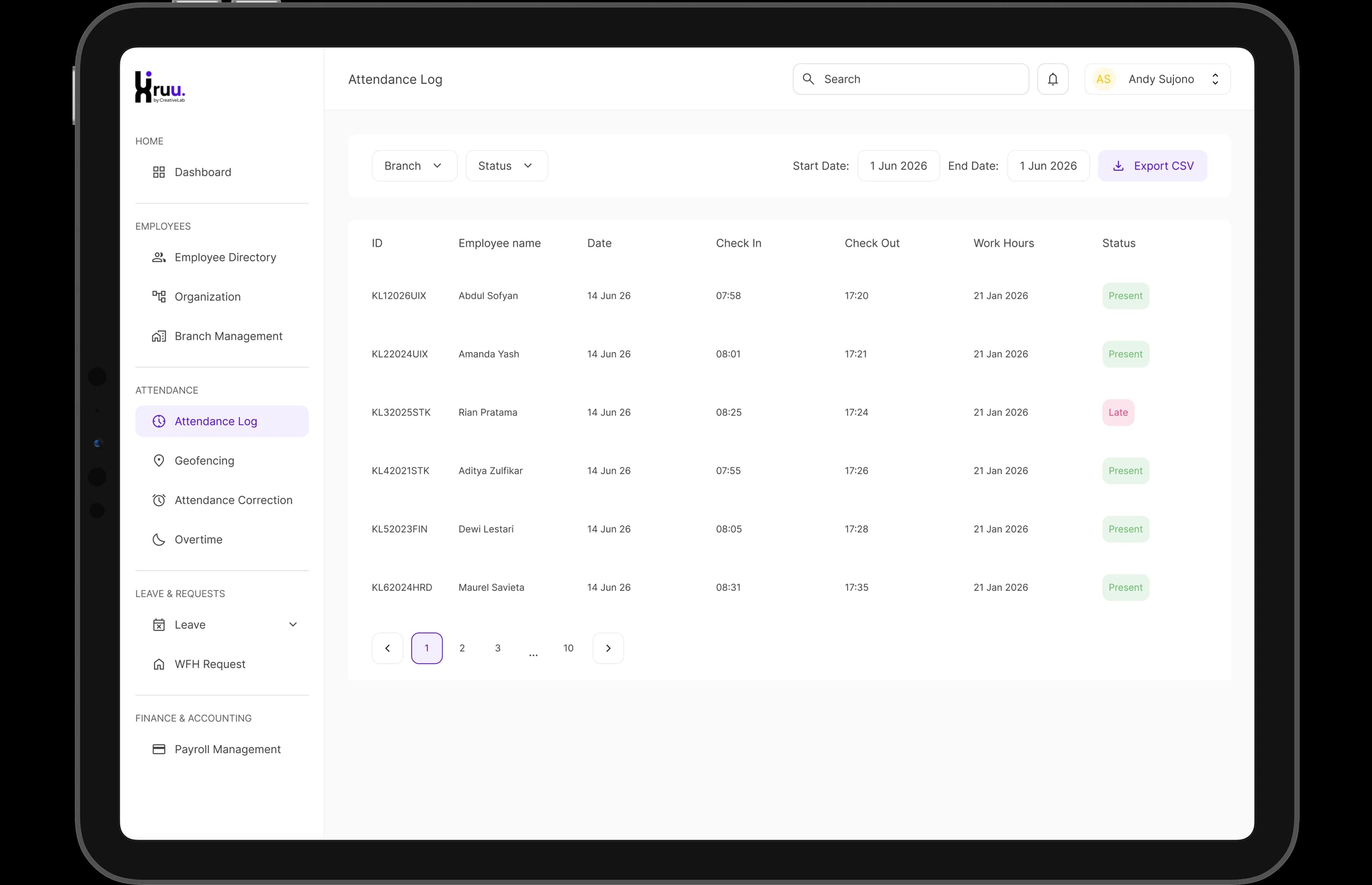 Kruu Dashboard